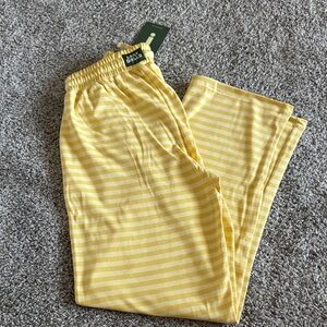 Daily Drills Yellow and White Striped Elastic Waist Pants